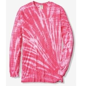 VICTORIA'S SECRET PINK LONG SLEEVE CAMPUS TEE TIE DYE XSMALL T SHIRT TOP TUNIC